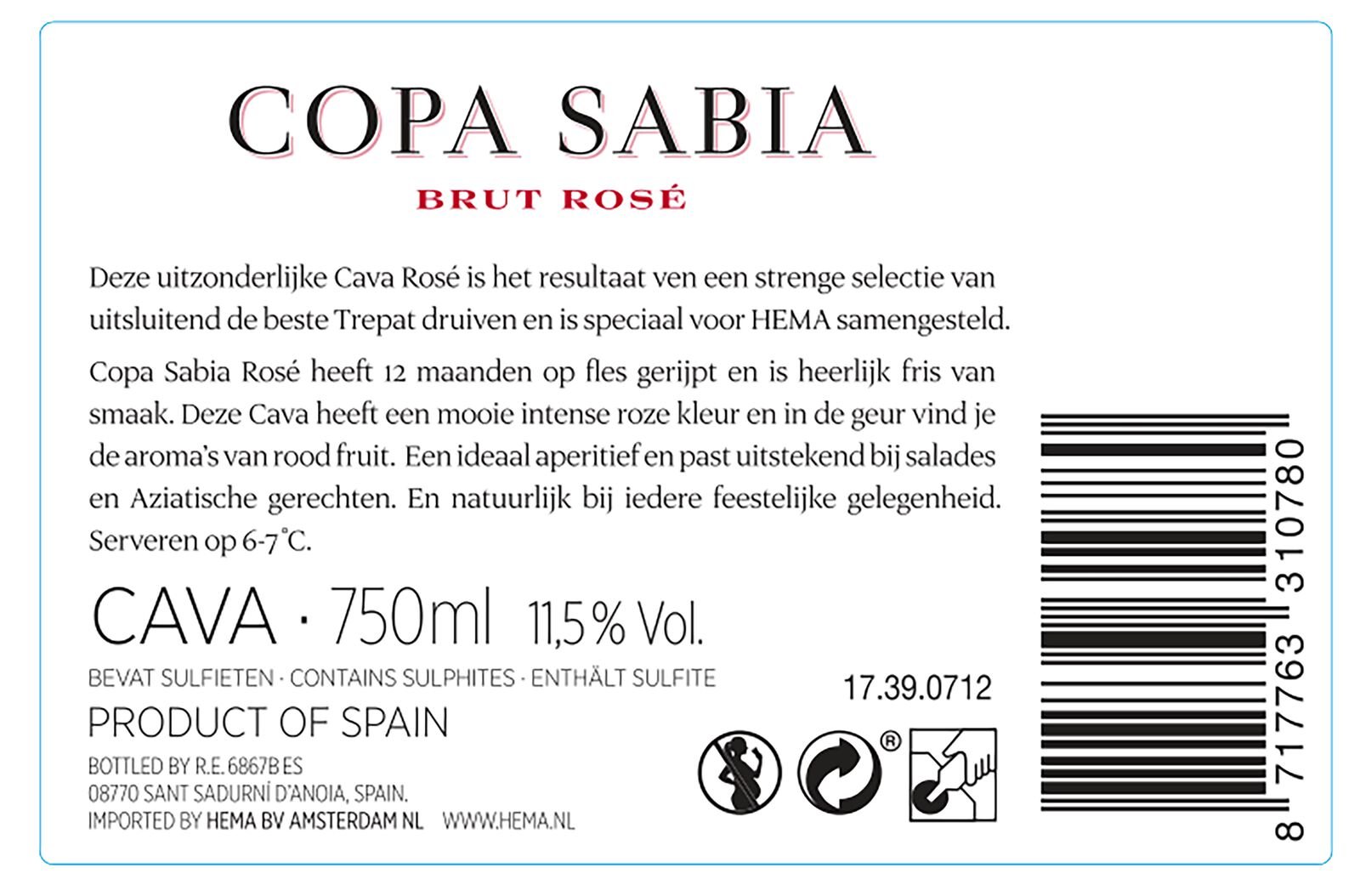 HEMA HEMA Copa Sabia Cava Brut Rosé 0.75L