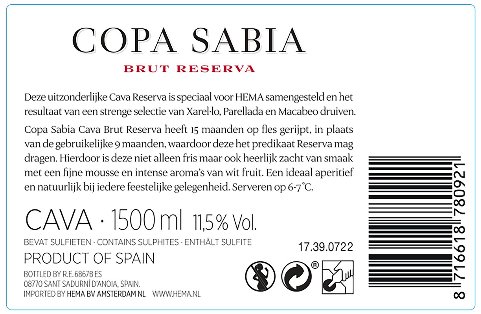 HEMA HEMA Cava Copa Sabia Brut Magnum 1.5L