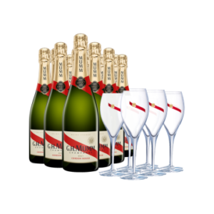 12 Champagnes Mumm Cordon Rouge + 6 Flutes