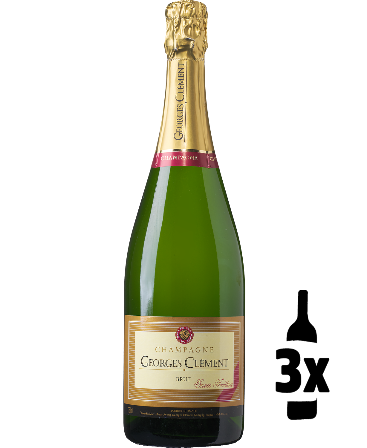 3 flessen Georges Clément Champagne Brut Probeerpakket