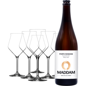 Pack 1 bière Porte Romane + 6 Glazen à bières craft