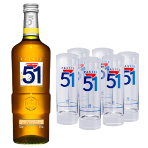 Pastis 51 + 6 Glazen Tubes