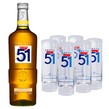 Pastis 51 + 6 Glazen Tubes