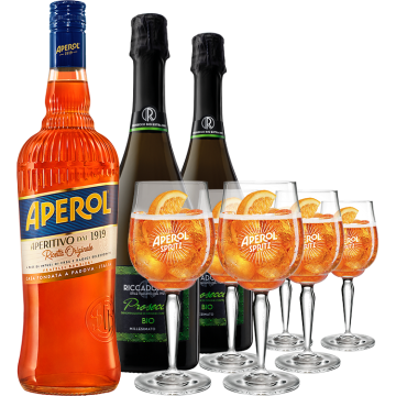 Wijnpakket - Aperol 6 Glazen + Prosecco Millesimato Biologico - Riccadonna
